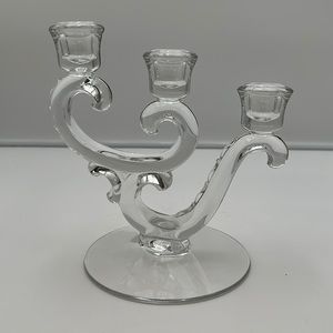 FOSTORIA CENTURY CRYSTAL TRIPLE-LIGHT CANDLE HOLDER